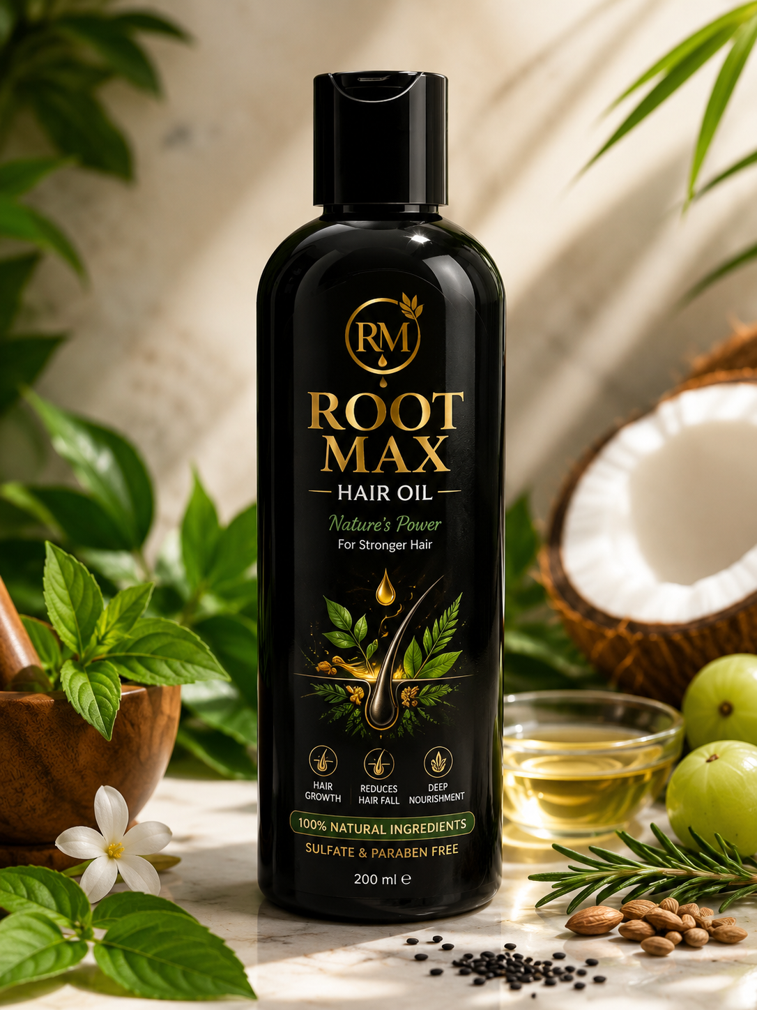 ROOTMAX Hair Oil – 100% Natural Herbal Formula for Stronger & Healthier Hair | 200ml